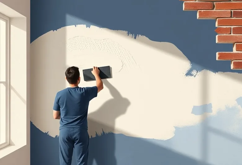 Application d'un enduit décoratif à la lisseuse sur un mur